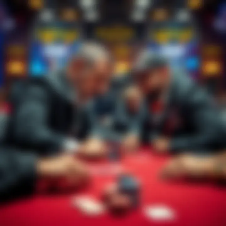 Tony G faces off against a Russian competitor at a poker table, with cards and chips in view, highlighting the intense match atmosphere.