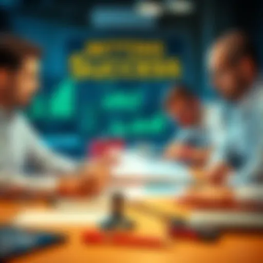 A group of people discussing betting strategies with charts and tools on the table