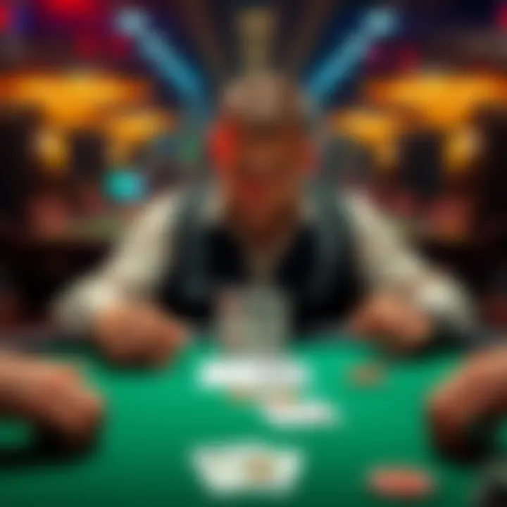 A poker player contemplating a big all-in bet while holding top pair with a strong kicker at a casino table.