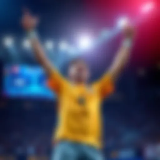 A standout player celebrating a victory in a recent match, showcasing impressive stats on screen.