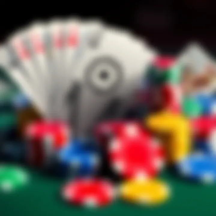 A collage of popular online poker sites with cards and chips