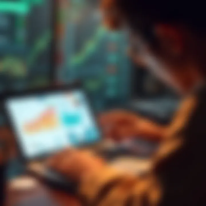 Explore Toply Opportunities A person looking at financial charts and graphs on a laptop, representing the benefits of using Toply for investments