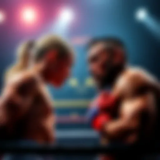 Two fighters, Topuria and Gaethje, face off in a ring, with odds and betting details displayed nearby.