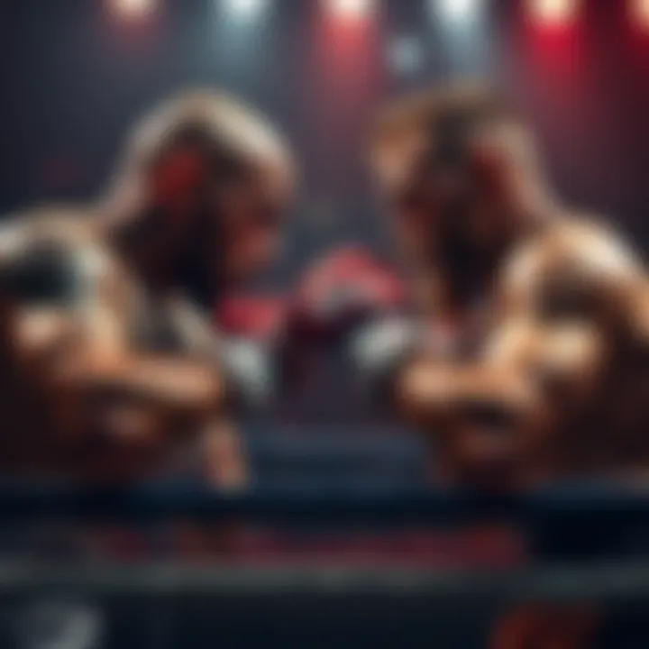Topuria vs Conor McGregor Fight Topuria and Conor McGregor face off in an intense MMA match, showcasing their fighting skills and styles.