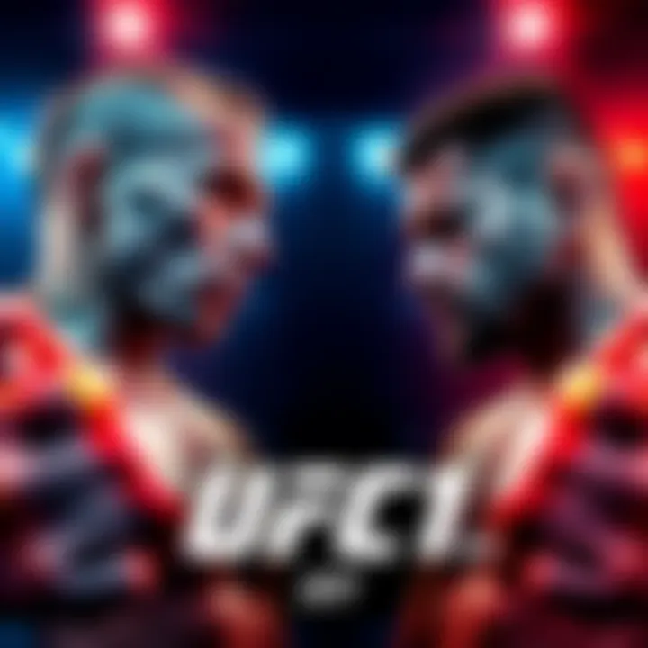 Promotional image for UFC 317 featuring fighters Topuria and Oliveira ready to compete