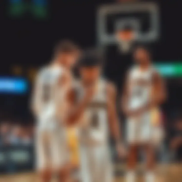 Towson players frustrated after losing lead Towson basketball players looking dejected after allowing a late game tie, showing signs of disappointment and confusion on the court