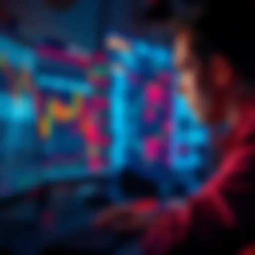 Individual looking stressed while analyzing trading charts on a computer