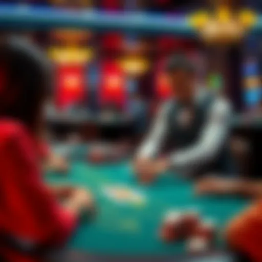 A trainee dealer engaging with players at a Blackjack table, demonstrating card dealing and interaction skills