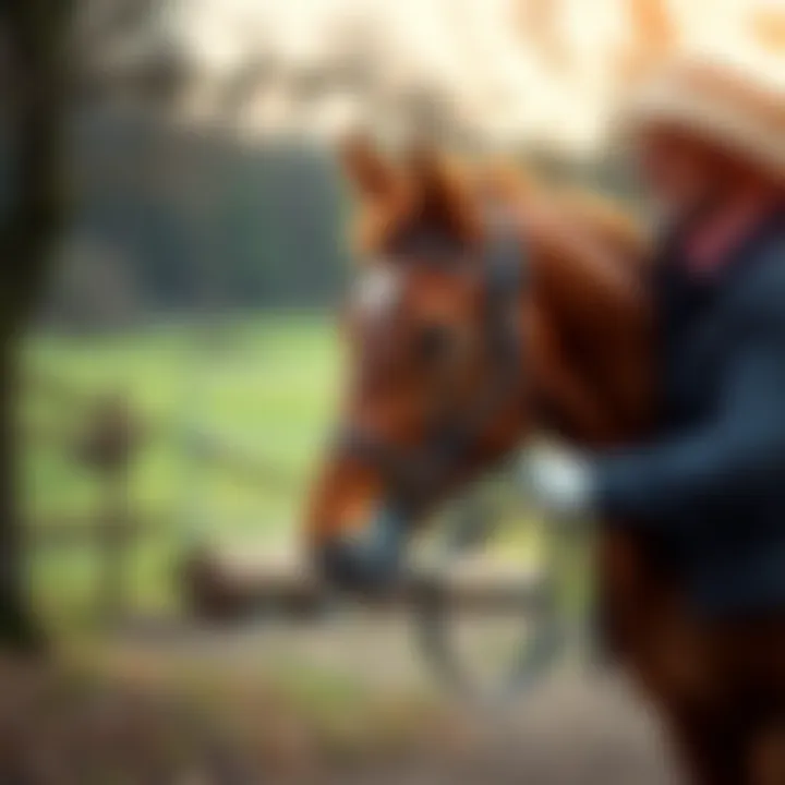 A horse trainer working with a young Galilean mare outdoors