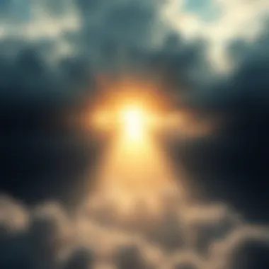 A bright light breaking through clouds, symbolizing change and new beginnings.