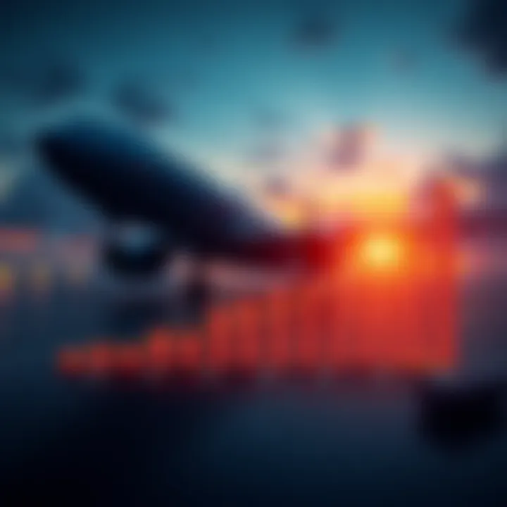 A graph showing the increase in travel costs over the past two years with an airplane in the background