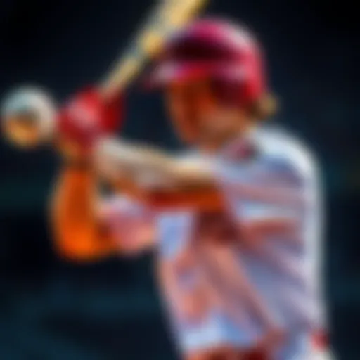 Trea Turner swings at a baseball during a game, looking focused and determined.