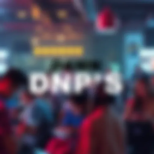 A visual representation of the DNP'S trend, featuring people discussing and sharing content on their phones and laptops in a lively online environment.