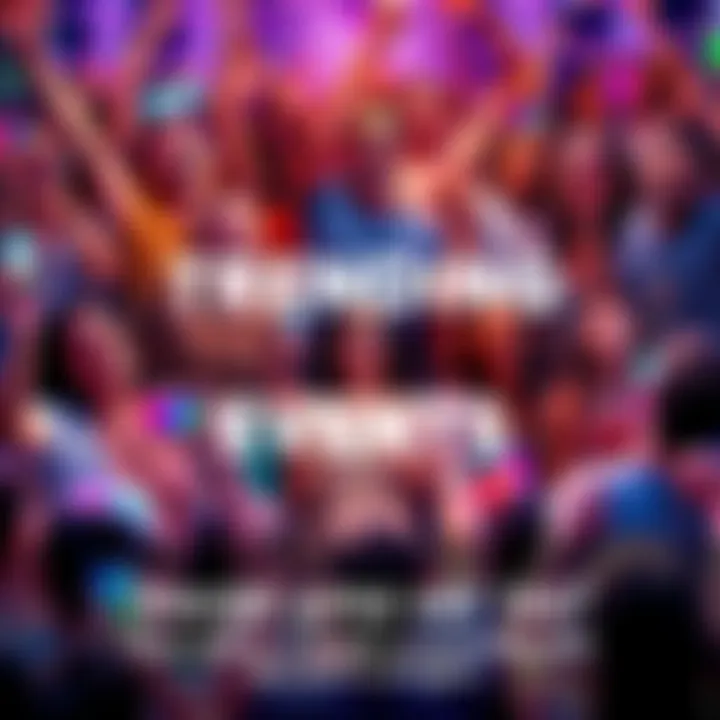 A colorful collage showing people enjoying various social media trends and events, highlighting excitement and engagement.
