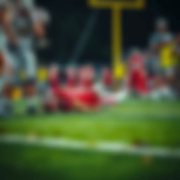 Trevor Lawrence lying on the field after a fall during a game, with teammates and medical staff surrounding him.