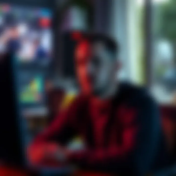 Troy Gambles sitting in front of a computer, looking serious while filming a video for YouTube after his recent arrest.