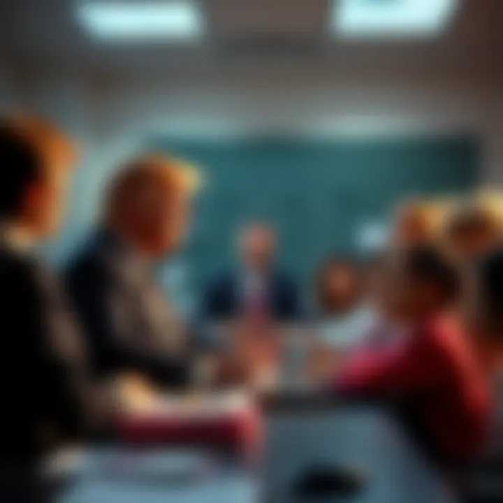 Donald Trump Education Proposal Donald Trump discussing education improvements with a group of teachers and students