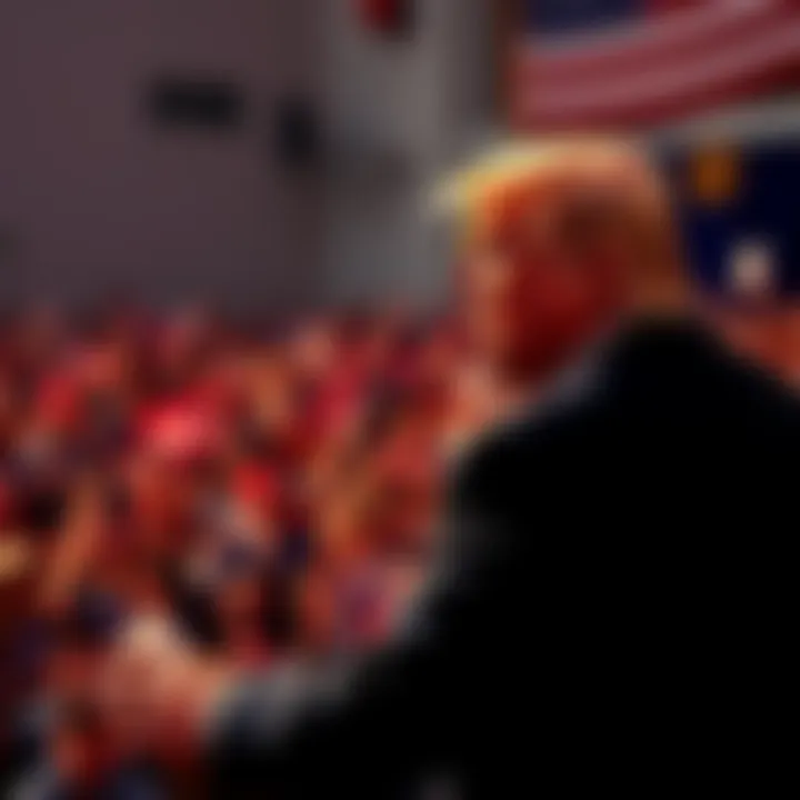Donald Trump speaking at a rally, showcasing his new policies for 2026, with a crowd of supporters in the background.