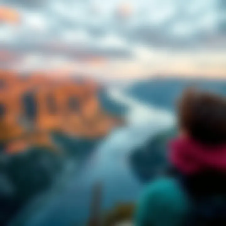 A person looking at Norway's scenic landscape while contemplating their financial decisions.