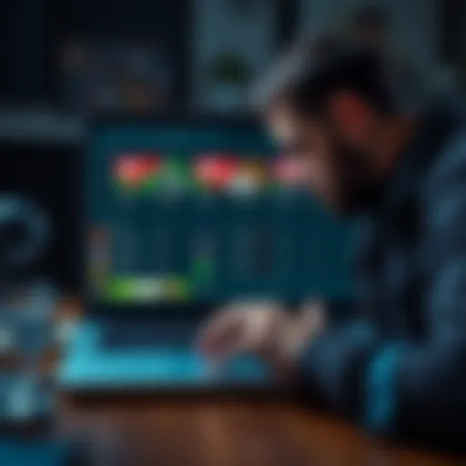 A laptop displaying a selection of recommended online betting websites with a concerned player reviewing them.