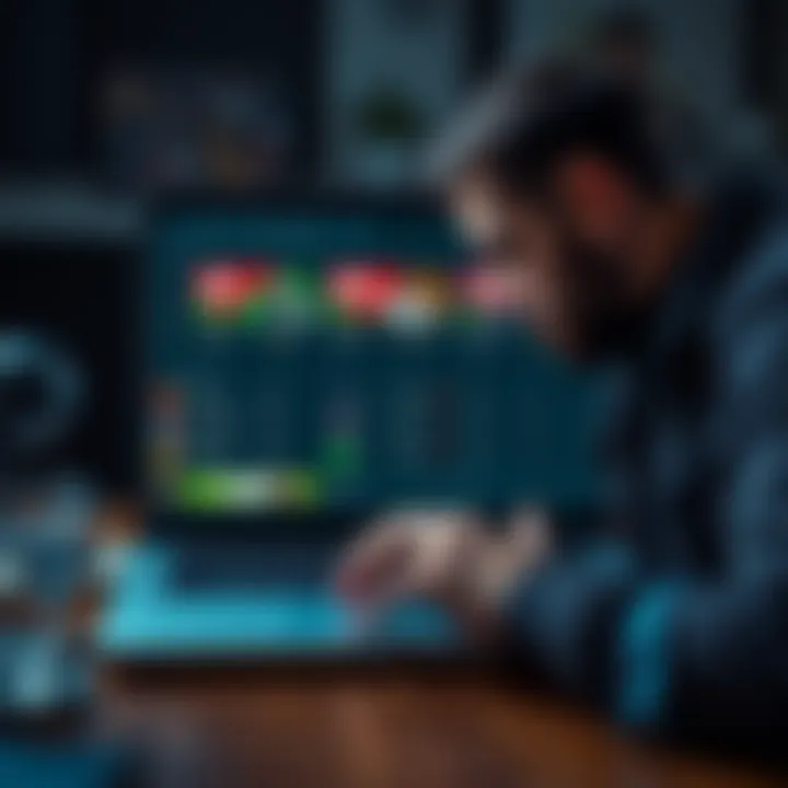 A laptop displaying a selection of recommended online betting websites with a concerned player reviewing them.