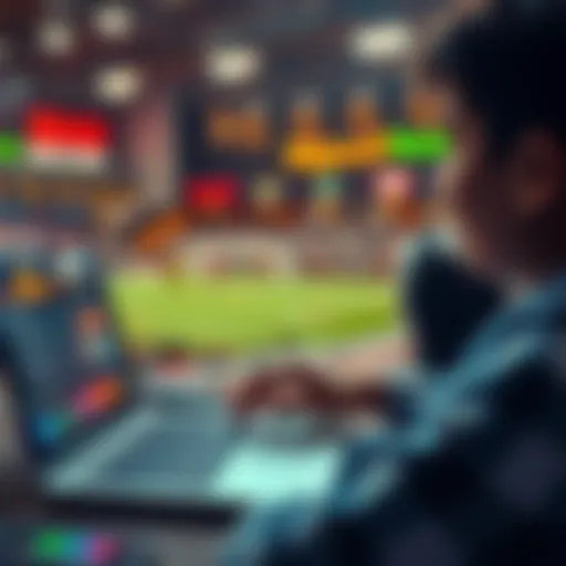 A person looking at a laptop screen with various bookmaker options for sports betting and casinos highlighted.