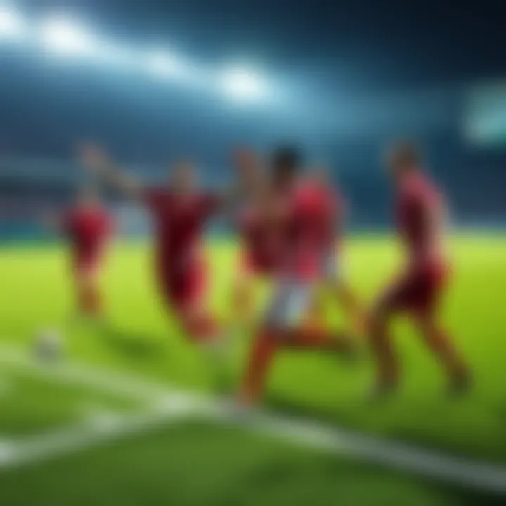 Exciting Turkish Football Match Players celebrating a touchdown on the field in Turkey, showing enthusiasm and team spirit.