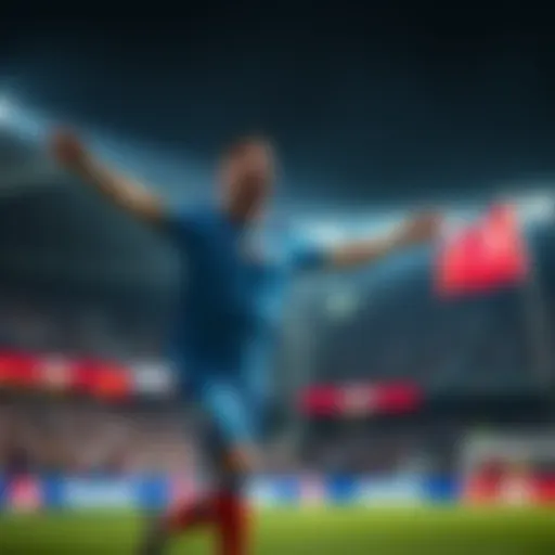 A football player celebrating a touchdown during a Turkish football game