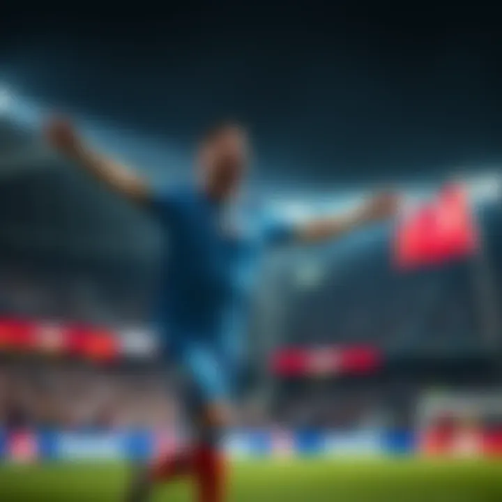 A football player celebrating a touchdown during a Turkish football game