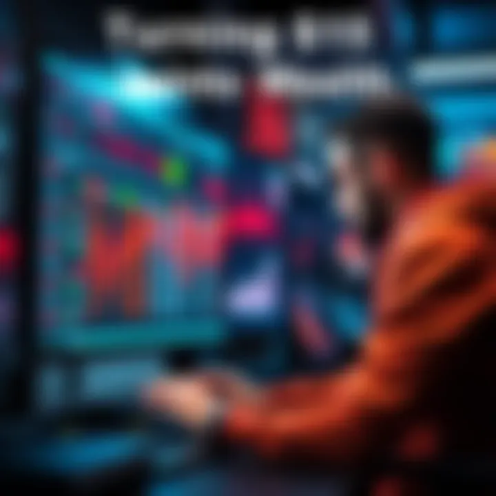 A person examining betting odds on a computer screen, focused on transforming a small investment into significant wealth.