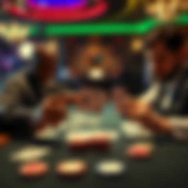 Two players celebrate hitting 21 in a family blackjack game, showcasing their cards on the table.