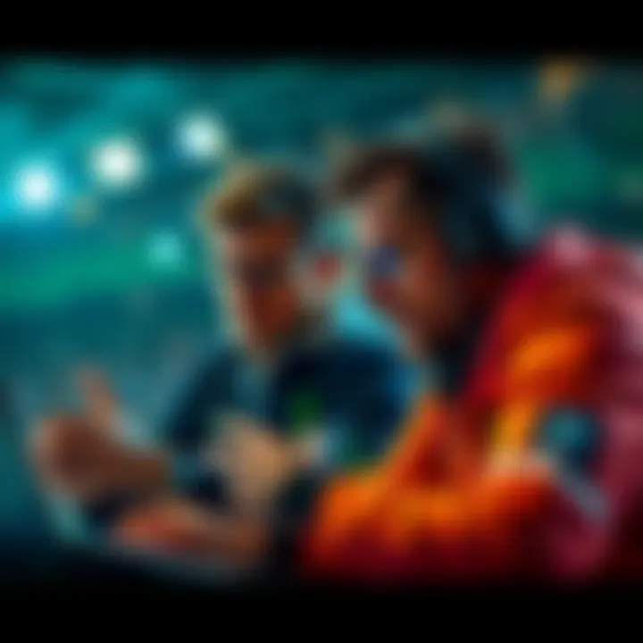 Two players strategizing over sports betting, focusing on their selections for a parlay bet, with excitement in the air.