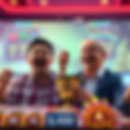 Two players celebrating a $400 win in the same game, each showing different emotions of joy and surprise.