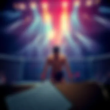 UFC 315 Betting Strategies A fighter preparing for a match in the octagon, with odds and betting slips in the foreground
