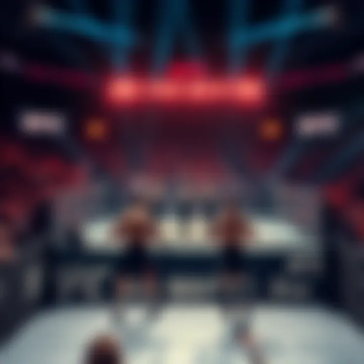 UFC 329 Fight Night Fighters in the octagon preparing for a match at UFC 329 with fans cheering in the background