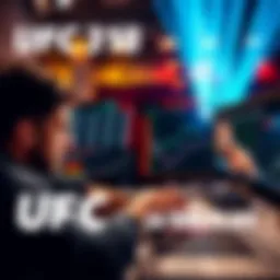 A person analyzing UFC fight stats and betting odds on a laptop, planning a winning parlay.