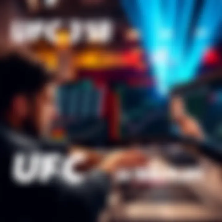 A person analyzing UFC fight stats and betting odds on a laptop, planning a winning parlay.