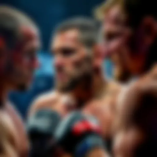 Fighters training for UFC 328 with intense focus, showcasing determination and strength.