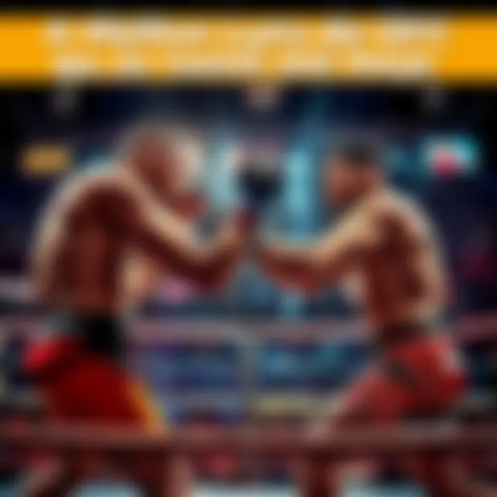 Two UFC fighters engaged in an intense round, showcasing their skills, with the crowd cheering in the background.
