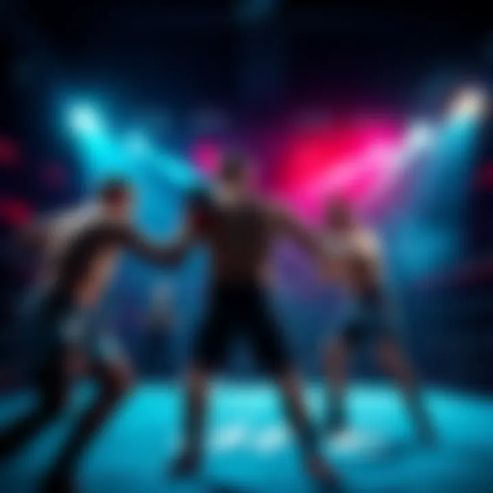 Fighters in the octagon during an intense UFC matchup