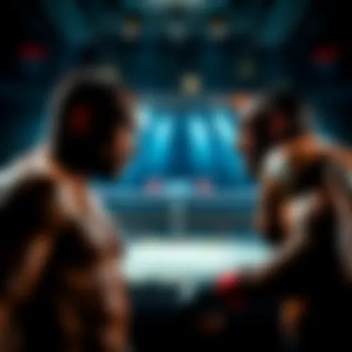 Two fighters preparing for an intense match in the octagon at UFC Fight Night