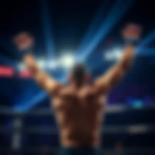 A UFC fighter raises their arms in victory after a quick win in the ring during an event.