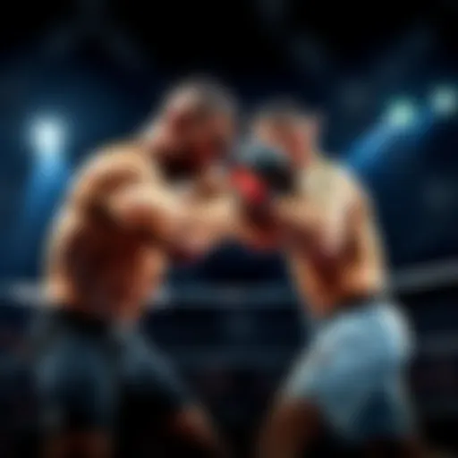 Two UFC fighters competing in the octagon during UFC 320 event