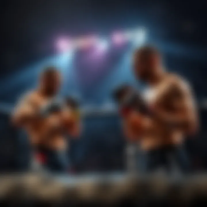 Two UFC fighters warming up in the ring before their match, showcasing their training gear and focus.