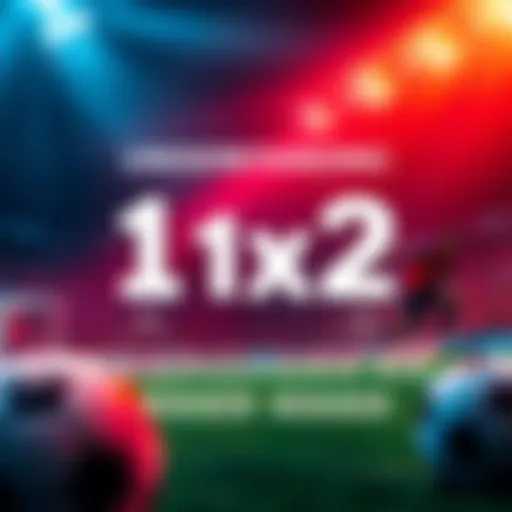 A graphic showing the 1x2 betting system with examples of possible outcomes for sports events.