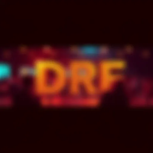 A visual representation showing the acronym DRF with a background of community discussions and updates.
