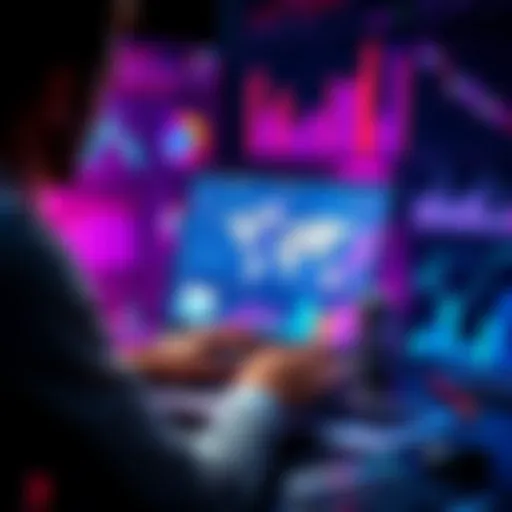 A person researching mlbst on a laptop, surrounded by charts and graphs showing its impact on various sectors.