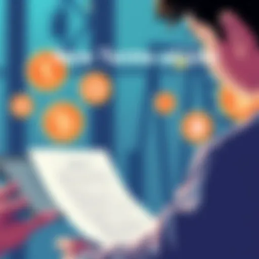 Illustration of a person reading the new terms of use on a digital device, with icons representing Fliff Coins and participation conditions in the background.