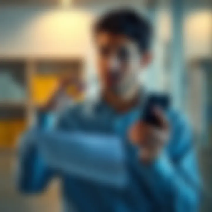 Unexpected change decision A person looking confused while holding a document in one hand and a phone in the other, indicating a sudden change in plans.
