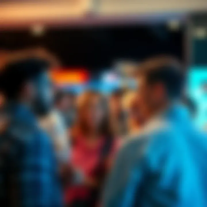 People discussing the unexpected event in a public space, showing mixed emotions on their faces